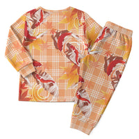 Orange Palaka Hawaii Aloha Christmas Pajama Set Koi Pond Mix Japanese Maple - Polynesian Pride