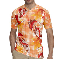 Orange Palaka Hawaii Aloha Rugby Jersey Koi Pond Mix Japanese Maple - Polynesian Pride