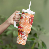 Orange Palaka Hawaii Aloha Tumbler With Handle Koi Pond Mix Japanese Maple - Polynesian Pride