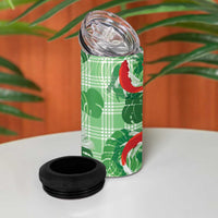 Lime Palaka Hawaii Aloha 4 in 1 Can Cooler Tumbler Koi Pond Mix Monstera - Polynesian Pride