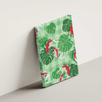 Lime Palaka Hawaii Aloha Canvas Wall Art Koi Pond Mix Monstera - Polynesian Pride