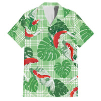 Lime Palaka Hawaii Aloha Family Matching Summer Maxi Dress and Hawaiian Shirt Koi Pond Mix Monstera LT7 Dad's Shirt - Short Sleeve Lime Green - Polynesian Pride