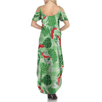 Lime Palaka Hawaii Aloha Family Matching Summer Maxi Dress and Hawaiian Shirt Koi Pond Mix Monstera - Polynesian Pride