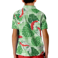 Lime Palaka Hawaii Aloha Kid Polo Shirt Koi Pond Mix Monstera LT7 - Polynesian Pride