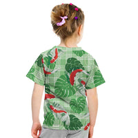 Lime Palaka Hawaii Aloha Kid T Shirt Koi Pond Mix Monstera LT7 - Polynesian Pride