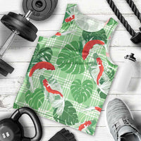 Lime Palaka Hawaii Aloha Men Tank Top Koi Pond Mix Monstera - Polynesian Pride