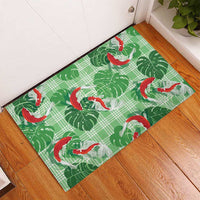 Lime Palaka Hawaii Aloha Rubber Doormat Koi Pond Mix Monstera - Polynesian Pride
