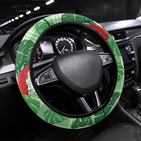 Lime Palaka Hawaii Aloha Steering Wheel Cover Koi Pond Mix Monstera - Polynesian Pride