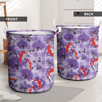 Lavender Palaka Hawaii Aloha Laundry Basket Koi Pond Mix Orchids - Polynesian Pride