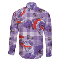 Lavender Palaka Hawaii Aloha Family Matching Puletasi and Hawaiian Shirt Koi Pond Mix Orchids - Polynesian Pride