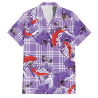 Lavender Palaka Hawaii Aloha Family Matching Short Sleeve Bodycon Dress and Hawaiian Shirt Koi Pond Mix Orchids LT7 Dad's Shirt - Short Sleeve Purple - Polynesian Pride