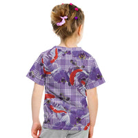 Lavender Palaka Hawaii Aloha Kid T Shirt Koi Pond Mix Orchids - Polynesian Pride