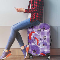 Lavender Palaka Hawaii Aloha Luggage Cover Koi Pond Mix Orchids - Polynesian Pride