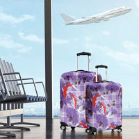 Lavender Palaka Hawaii Aloha Luggage Cover Koi Pond Mix Orchids - Polynesian Pride