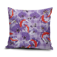 Lavender Palaka Hawaii Aloha Pillow Cover Koi Pond Mix Orchids - Polynesian Pride