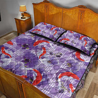 Lavender Palaka Hawaii Aloha Quilt Bed Set Koi Pond Mix Orchids - Polynesian Pride