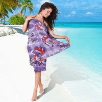 Lavender Palaka Hawaii Aloha Sarong Koi Pond Mix Orchids - Polynesian Pride