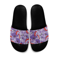 Lavender Palaka Hawaii Aloha Slide Sandals Koi Pond Mix Orchids - Polynesian Pride