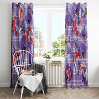 Lavender Palaka Hawaii Aloha Window Curtain Koi Pond Mix Orchids - Polynesian Pride