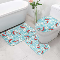 Turquoise Palaka Hawaii Aloha Bathroom Set Koi Pond Mix Plumeria - Polynesian Pride