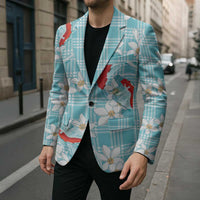 Turquoise Palaka Hawaii Aloha Blazer Koi Pond Mix Plumeria - Polynesian Pride