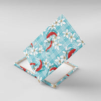 Turquoise Palaka Hawaii Aloha Canvas Wall Art Koi Pond Mix Plumeria - Polynesian Pride