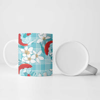 Turquoise Palaka Hawaii Aloha Ceramic Mug Koi Pond Mix Plumeria - Polynesian Pride