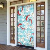Turquoise Palaka Hawaii Aloha Door Cover Koi Pond Mix Plumeria - Polynesian Pride