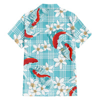 Turquoise Palaka Hawaii Aloha Family Matching Puletasi and Hawaiian Shirt Koi Pond Mix Plumeria LT7 - Polynesian Pride