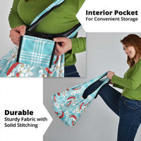 Turquoise Palaka Hawaii Aloha Grocery Bag Koi Pond Mix Plumeria - Polynesian Pride