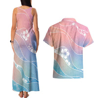 Aloha Hawaii Floral Tapa Couples Matching Tank Maxi Dress and Hawaiian Shirt Patchwork Pastel Candy - Polynesian Pride