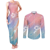 Aloha Hawaii Floral Tapa Couples Matching Tank Maxi Dress and Long Sleeve Button Shirt Patchwork Pastel Candy - Polynesian Pride