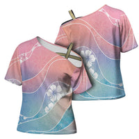 Aloha Hawaii Floral Tapa Cross Shoulder Shirt Patchwork Pastel Candy - Polynesian Pride