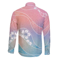 Aloha Hawaii Floral Tapa Family Matching Off The Shoulder Long Sleeve Dress and Hawaiian Shirt Patchwork Pastel Candy - Polynesian Pride