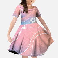Aloha Hawaii Floral Tapa Family Matching Off Shoulder Short Dress and Hawaiian Shirt Patchwork Pastel Candy LT7 Daughter's Dress Pastel - Polynesian Pride