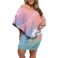 Aloha Hawaii Floral Tapa Family Matching Off Shoulder Short Dress and Hawaiian Shirt Patchwork Pastel Candy LT7 Mom's Dress Pastel - Polynesian Pride