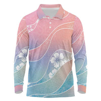 Aloha Hawaii Floral Tapa Long Sleeve Polo Shirt Patchwork Pastel Candy - Polynesian Pride