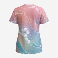 Aloha Hawaii Floral Tapa Scrub Top Patchwork Pastel Candy - Polynesian Pride