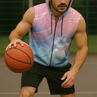 Aloha Hawaii Floral Tapa Sleeveless Zip Hoodie Patchwork Pastel Candy - Polynesian Pride