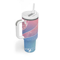 Aloha Hawaii Floral Tapa Tumbler With Handle Patchwork Pastel Candy - Polynesian Pride