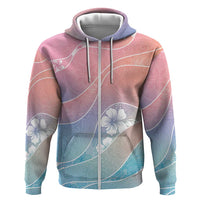 Aloha Hawaii Floral Tapa Zip Hoodie Patchwork Pastel Candy - Polynesian Pride