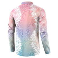 Hawaii Aloha Plumeria Lei Pastel Candy Palaka Button Sweatshirt - Polynesian Pride