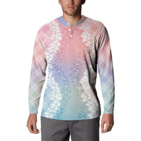 Hawaii Aloha Plumeria Lei Pastel Candy Palaka Button Sweatshirt - Polynesian Pride