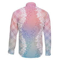 Hawaii Aloha Plumeria Lei Pastel Candy Palaka Family Matching Off The Shoulder Long Sleeve Dress and Hawaiian Shirt - Polynesian Pride