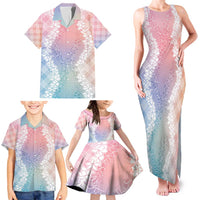 Hawaii Aloha Plumeria Lei Pastel Candy Palaka Family Matching Tank Maxi Dress and Hawaiian Shirt - Polynesian Pride