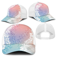 Hawaii Aloha Plumeria Lei Pastel Candy Palaka Mesh Trucker Cap - Polynesian Pride
