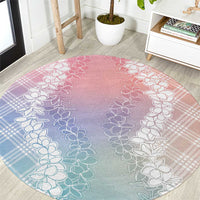 Hawaii Aloha Plumeria Lei Pastel Candy Palaka Round Carpet - Polynesian Pride