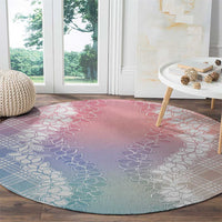 Hawaii Aloha Plumeria Lei Pastel Candy Palaka Round Carpet - Polynesian Pride