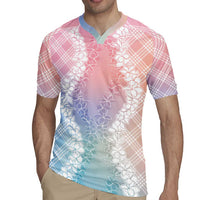 Hawaii Aloha Plumeria Lei Pastel Candy Palaka Rugby Jersey - Polynesian Pride