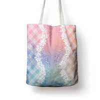 Hawaii Aloha Plumeria Lei Pastel Candy Palaka Tote Bag - Polynesian Pride